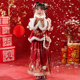 汉服女童冬季 红色拜年服马面裙过年穿喜庆衣服加厚儿童女宝宝冬款