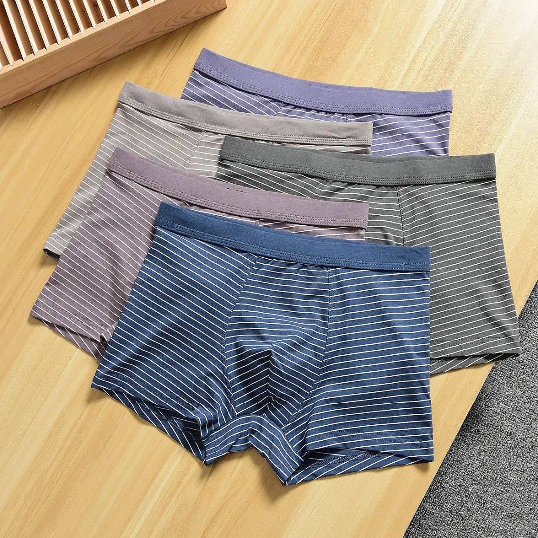 日单U家款商务男生莫代尔内裤平角裤四角裤简约条纹高弹透气短裤,女士内衣/男士内衣/家居服,男平角内裤,淘宝优惠券,粉丝福利购,淘宝优惠卷