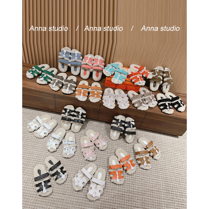 真皮保暖羊羔毛魔术贴二舅拖鞋