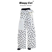 invertebrate无脊椎工装 波点印花蝴蝶结立体袋松紧中低腰休闲裤