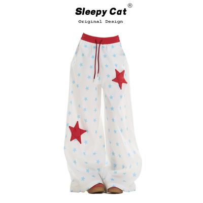 ONLPP美式复古星星印花休闲裤女夏季新款宽松显瘦百搭轻薄阔腿裤