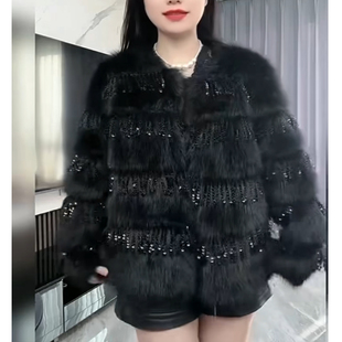 新款轻奢流苏皮草托卡外套女2026仿狐狸毛冬季派对风轻奢仿皮草