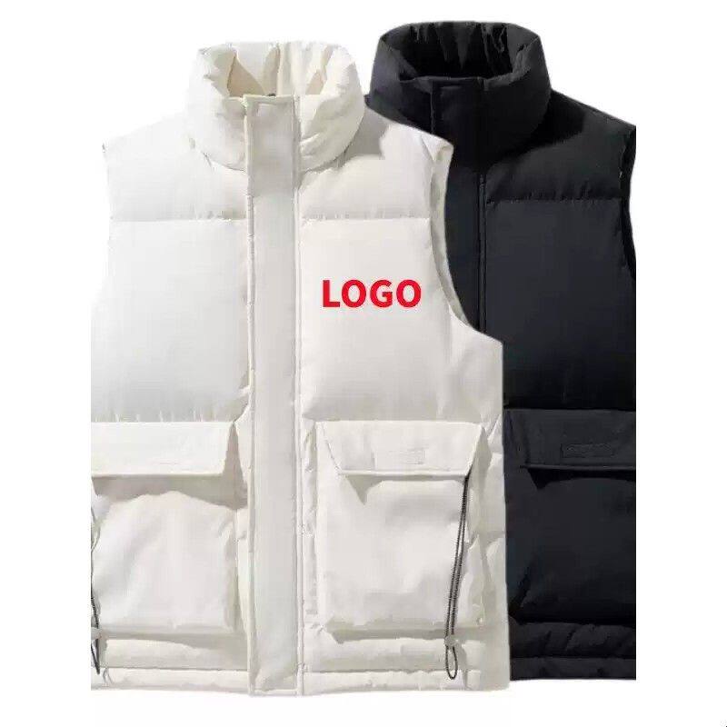 2025新款白鸭绒羽绒马甲男定制印字LOGO冬季保暖背心工作服马夹潮