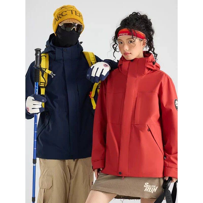 羽绒内胆冲锋衣定制印logo秋冬季品牌工作服男工装户外三合一外套