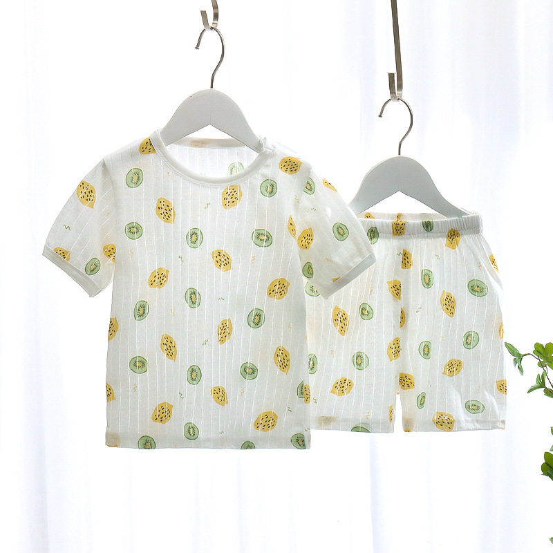 BB145中小童全棉短袖短裤套装儿童睡衣男童家居服女童短袖两件套