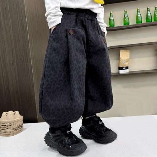 男童裤子春秋款2025新款男孩灯笼裤儿童宽松牛仔裤宝宝秋季休闲裤