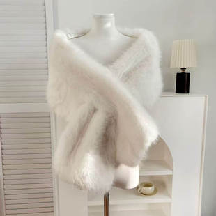 百搭仿皮草狐狸毛旗袍披肩毛领秋冬季斗篷舞台晚宴婚纱礼服围巾女