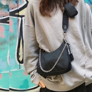 香港购女士斜挎包单肩三合一小包帆布尼龙布包包男