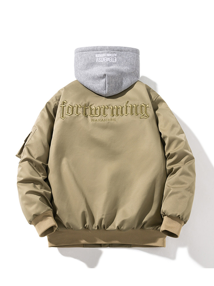 AMERICAN TRENDY BRAND CASUAL LETTER EMBROIDERED JACKET BOMBER JACKET MALE AND FEMALE COUPLES AUTUMN AND WINTER THICKENED BASEBALL COTTON SUIT