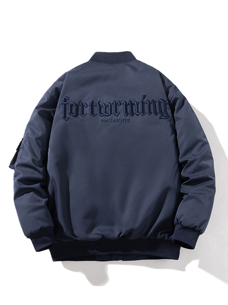 AMERICAN TRENDY BRAND CASUAL LETTER EMBROIDERED JACKET BOMBER JACKET MALE AND FEMALE COUPLES AUTUMN AND WINTER THICKENED BASEBALL COTTON SUIT