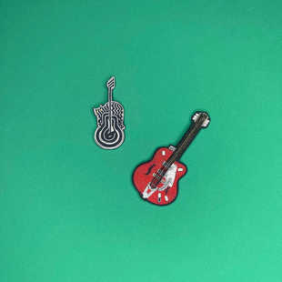 法式刺绣 提琴图案 高档服装配饰 百搭时尚纯手工刺绣印度丝胸针