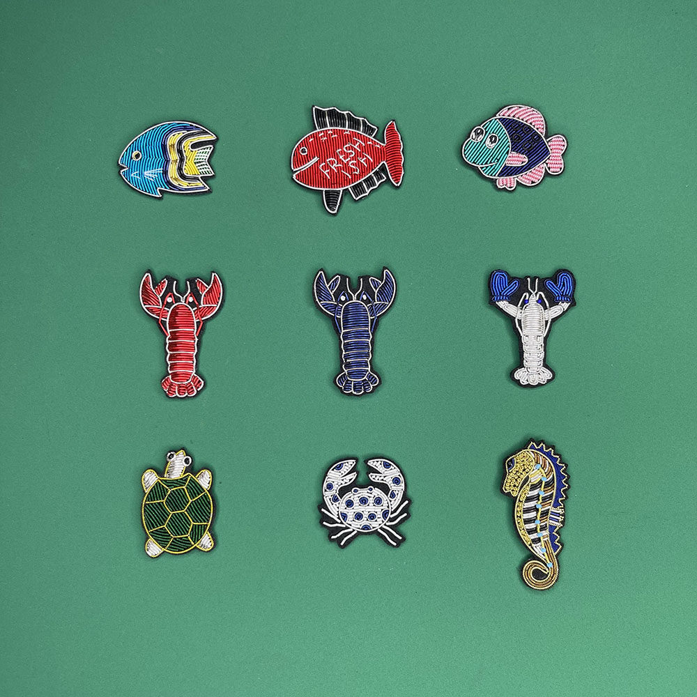 秋冬海洋系列搭配组合印度丝胸针螃蟹海马鱼图案印度丝胸针