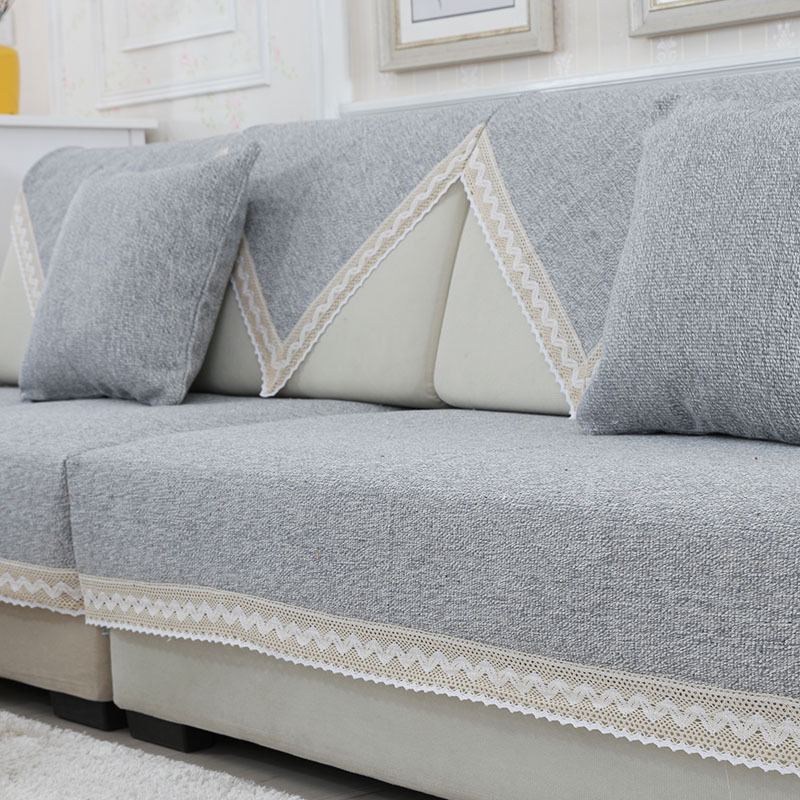 梵森四季通用现代简约布艺全棉麻防滑沙发垫巾套罩坐垫醇净色包邮