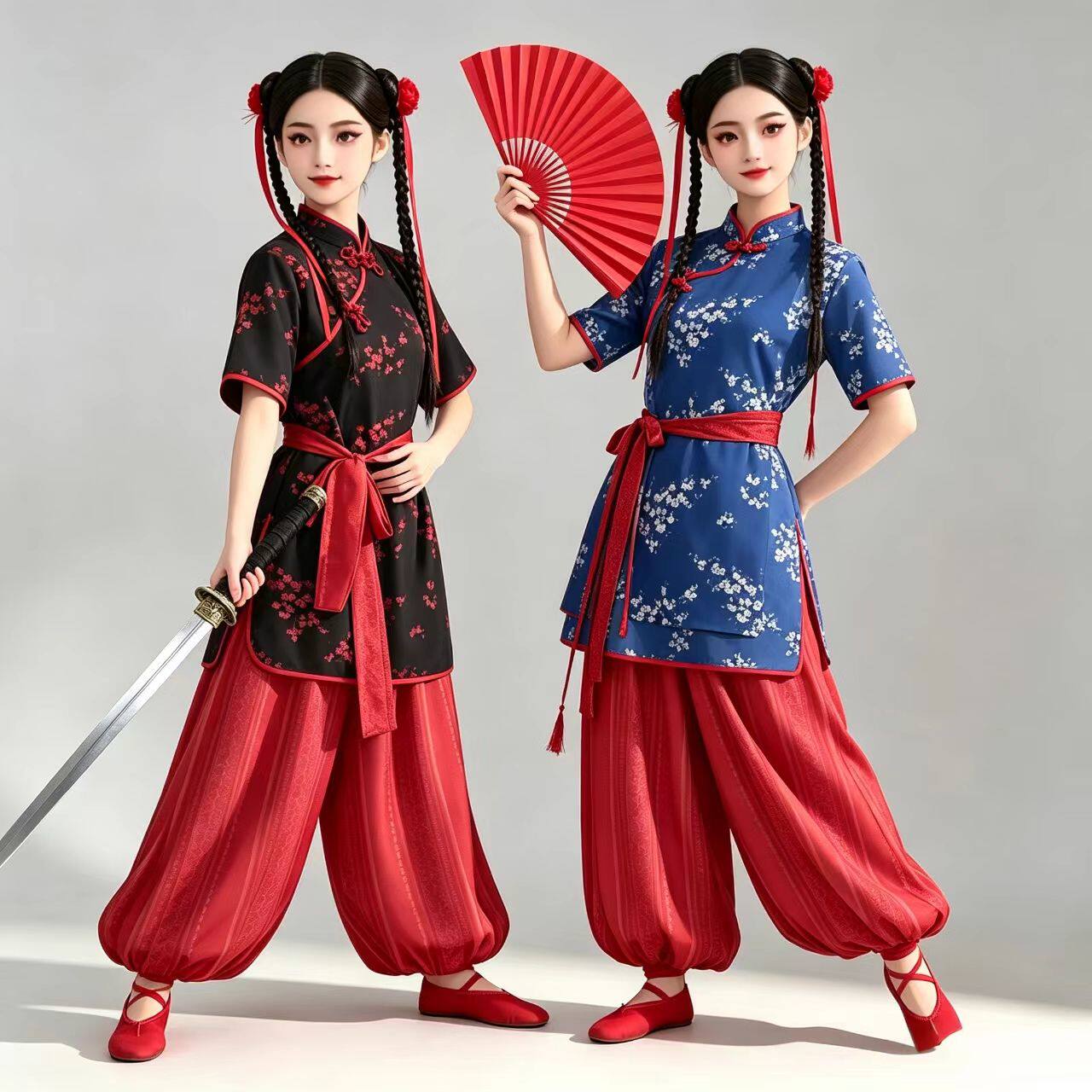 儿童国潮古风中华娘小厨娘演出服