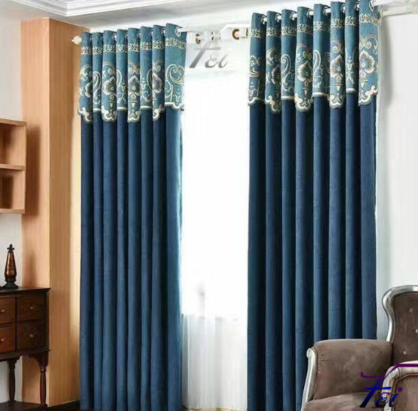 雪尼尔提花欧式风成品魔术贴幔头