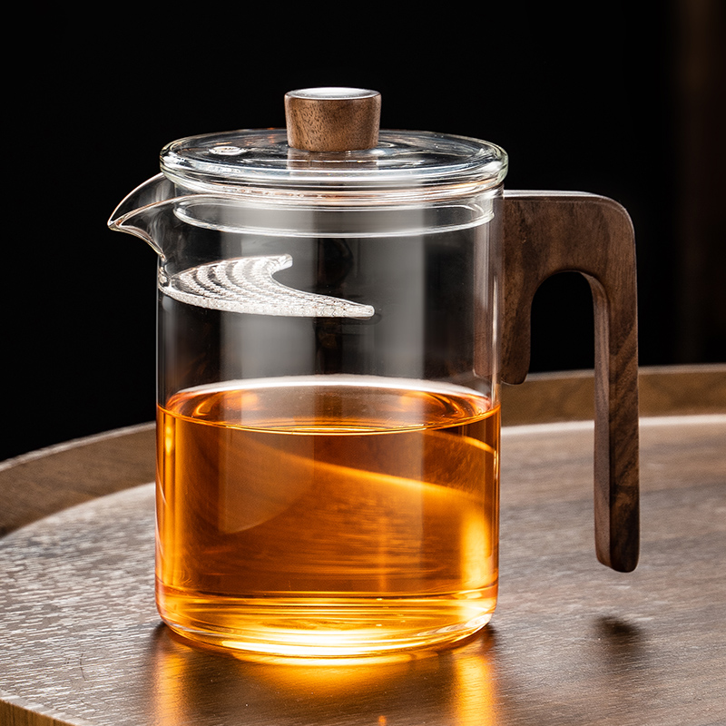 特价清仓 木把月牙一体泡茶壶过滤泡茶器耐高温玻璃煮茶壶煮茶器