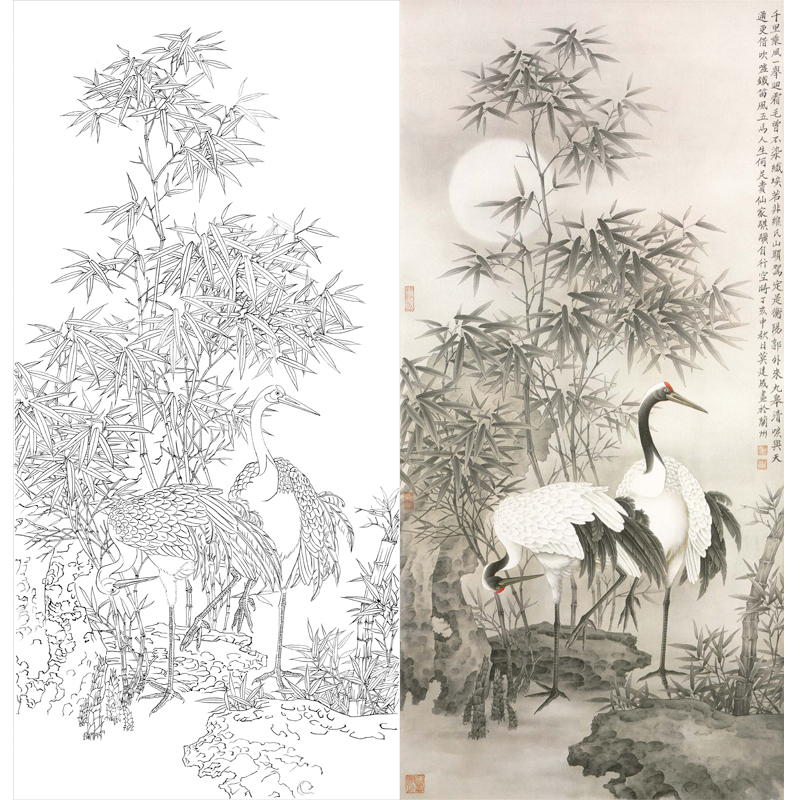 清香久远白描底稿方便临摹