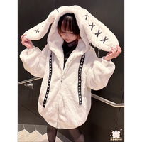 reflem, the original D subculture dark underground idol earrings, rabbit ears, plush versatile coat thumbnail 4