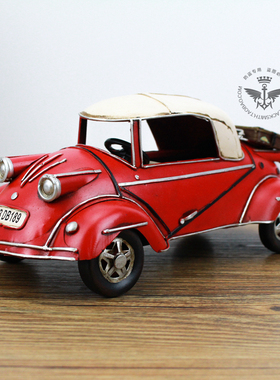 手工铁艺1955年德国梅塞施米特三轮车模型1:12咖啡店餐厅家居摆件