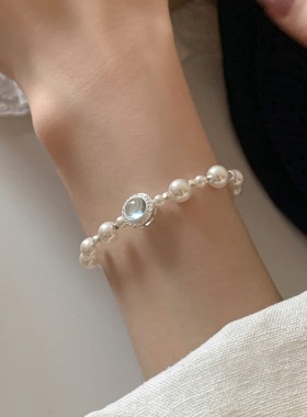 小众精致温柔百搭纯银同款仿珍珠手链女轻奢气质送闺蜜手饰女