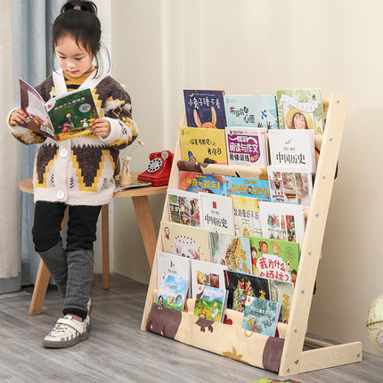 儿童书架实木宝宝绘本架家用简易落地收纳置物架幼儿园学生阅读架