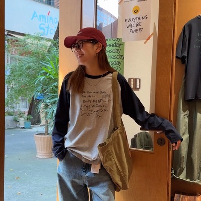 iamstudio 秋款2319毒家版权可爱手绘狗狗 超显瘦宽松版插肩T恤