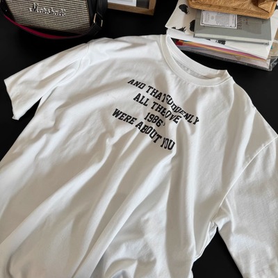 短袖通勤常规字母棉女