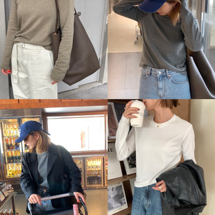 iamstudio 弹力超大磨毛纯色打底T 合身利索版型