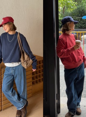 iamstudio 人手一件iam星人本命蓝色7062酵素洗圆领卫衣 美到窒息