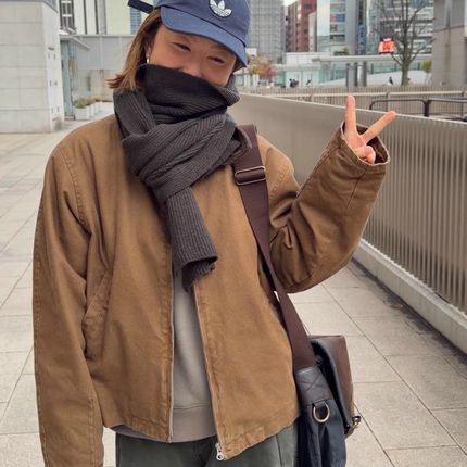 iamstudio 重工酵素洗 1650珠帆布超抗风复古工装短款外套棉服