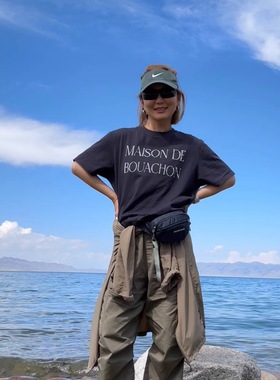 iamstudio 6991毒家定制款 进口超薄植绒贴布字母棉质宽松短袖T恤