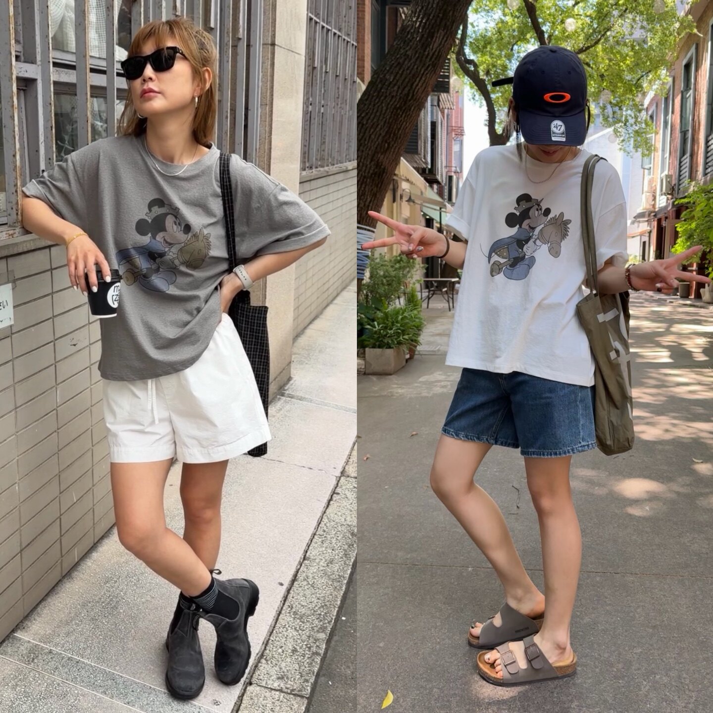 iamstudio 盛夏清凉棉感 8420宽松松弛感米奇短袖卡通T恤家居服
