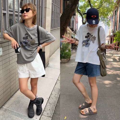 iamstudio 盛夏清凉棉感 8420宽松松弛感米奇短袖卡通T恤家居服