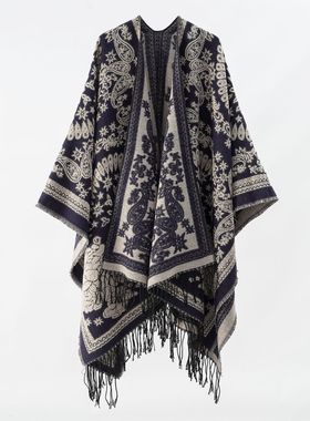 New flower print tassel two-piece ethnic warm and cold resi