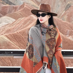 for warm tourism Thick paired shawl photography wit ethnic