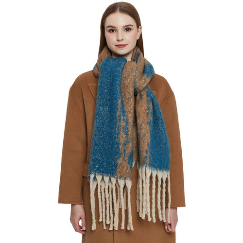 New Neck Thickened Loop Yarn Jacquard Thick Tassel Colored