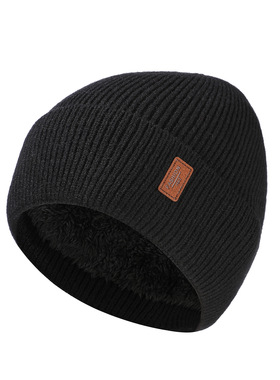 Men's thick woolen hat, outdoor cycling with plush warm kni
