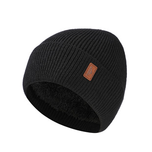 Men's thick woolen hat, outdoor cycling with plush warm kni
