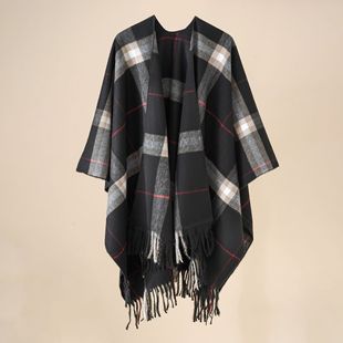 cape with blanket and tassel Plaid warm shawl