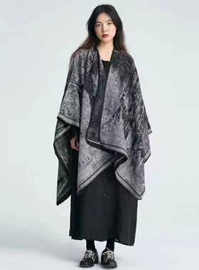 Small niche imitation dark slit cape warm and simple men's