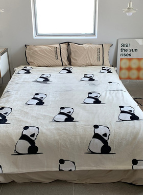 New cartoon panda blanket, double-sided flange plush blanke