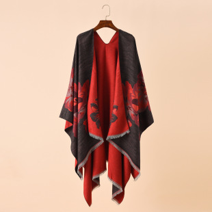 New Peony Flower tassel imitation shawl 斗篷披肩保暖旅行