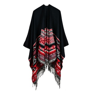 Double-sided Tassel Poncho Cape Pashmina Long Shawl Women