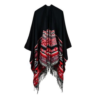 Double-sided Tassel Poncho Cape Pashmina Long Shawl Women