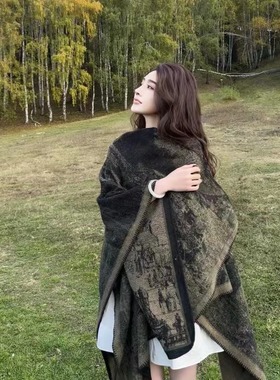 Ethnic shawl knitted feeling draped in western Sichuan and