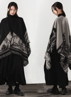 New minimalist imitation dark slit cape warm double-sided e