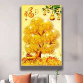 新中式 饰画客厅招财黄金摇钱树走廊过道墙壁挂画 发财树入户玄关装