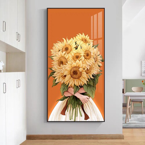 简约入户玄关装饰画清新向日葵