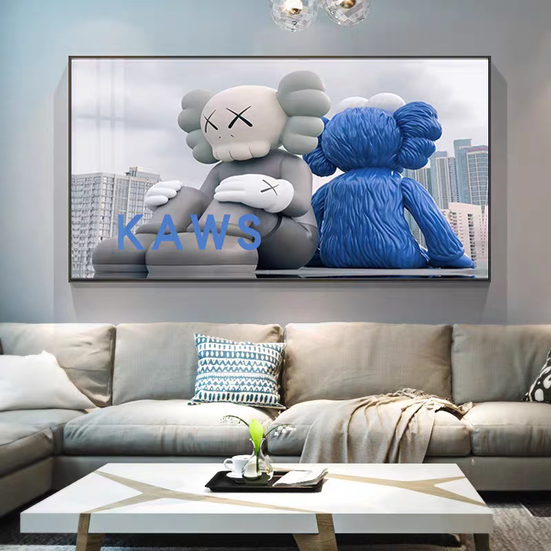 潮牌暴力熊客厅沙发背景装饰画卧室床头横版kaws酒店宾馆墙壁挂画,家居饰品,现代装饰画,淘宝优惠券,粉丝福利购,淘宝优惠卷