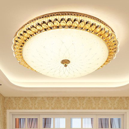 欧式水晶LED卧室吸顶灯奢华客厅灯创意圆形房间灯过道走廊阳台灯